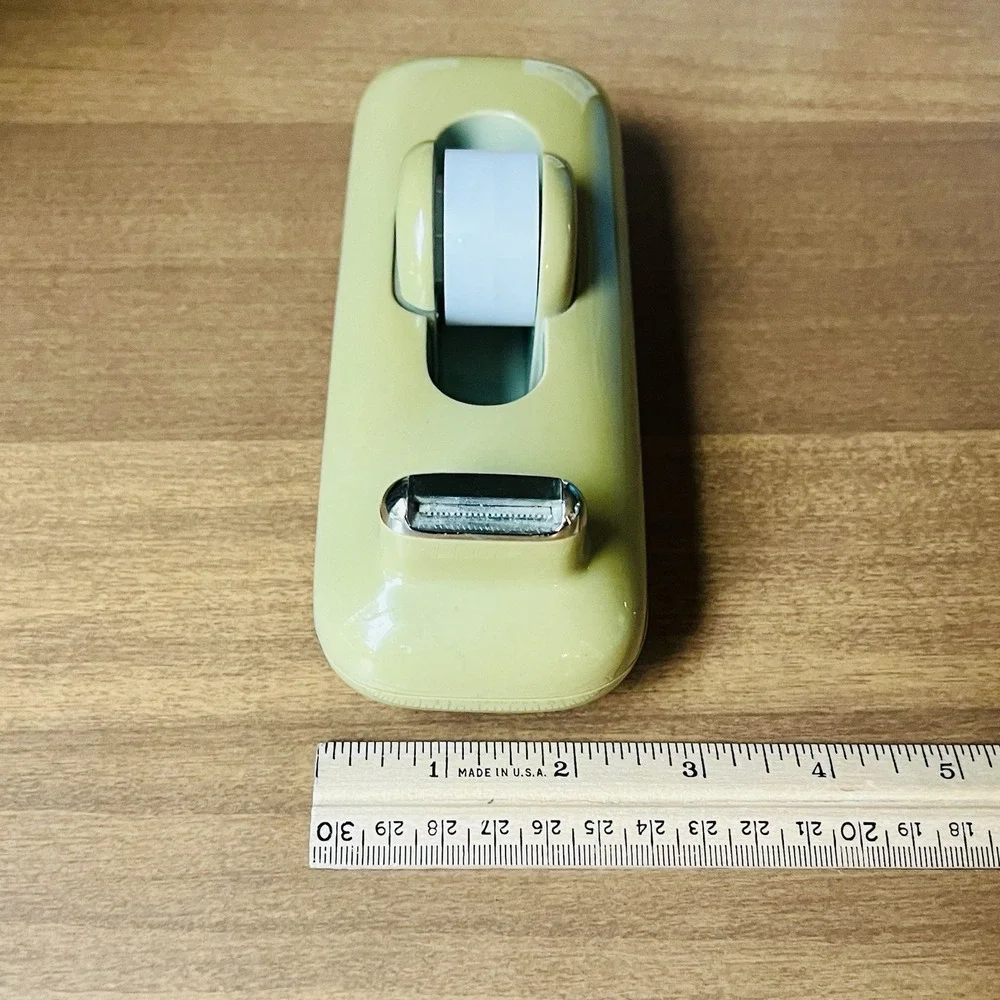 Vintage ELDON Desk Top Tape Dispenser Flip Up Mod Design Almond Retro MCM 1981
